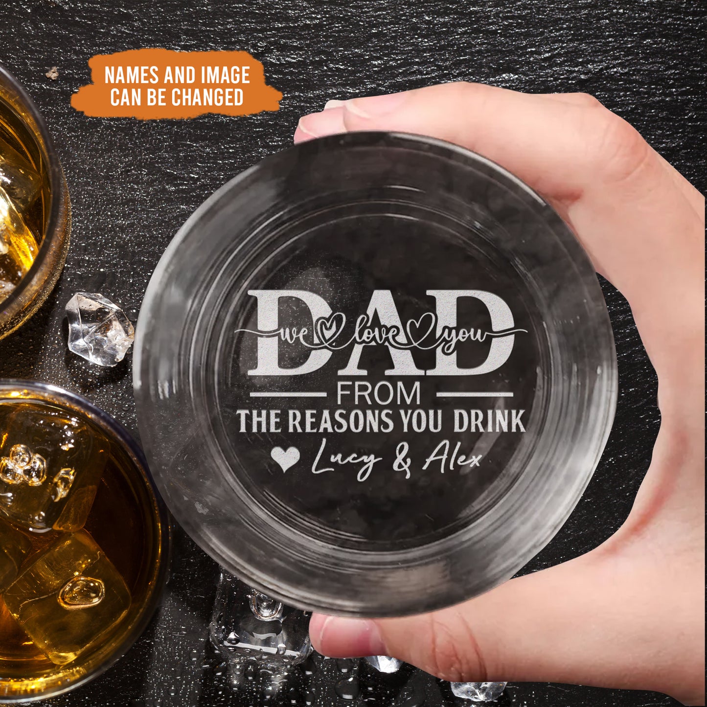 Petthouse | Custom Photo  To Dad From The Reasons You Drink Whiskey Glasses, Father's Day Gift