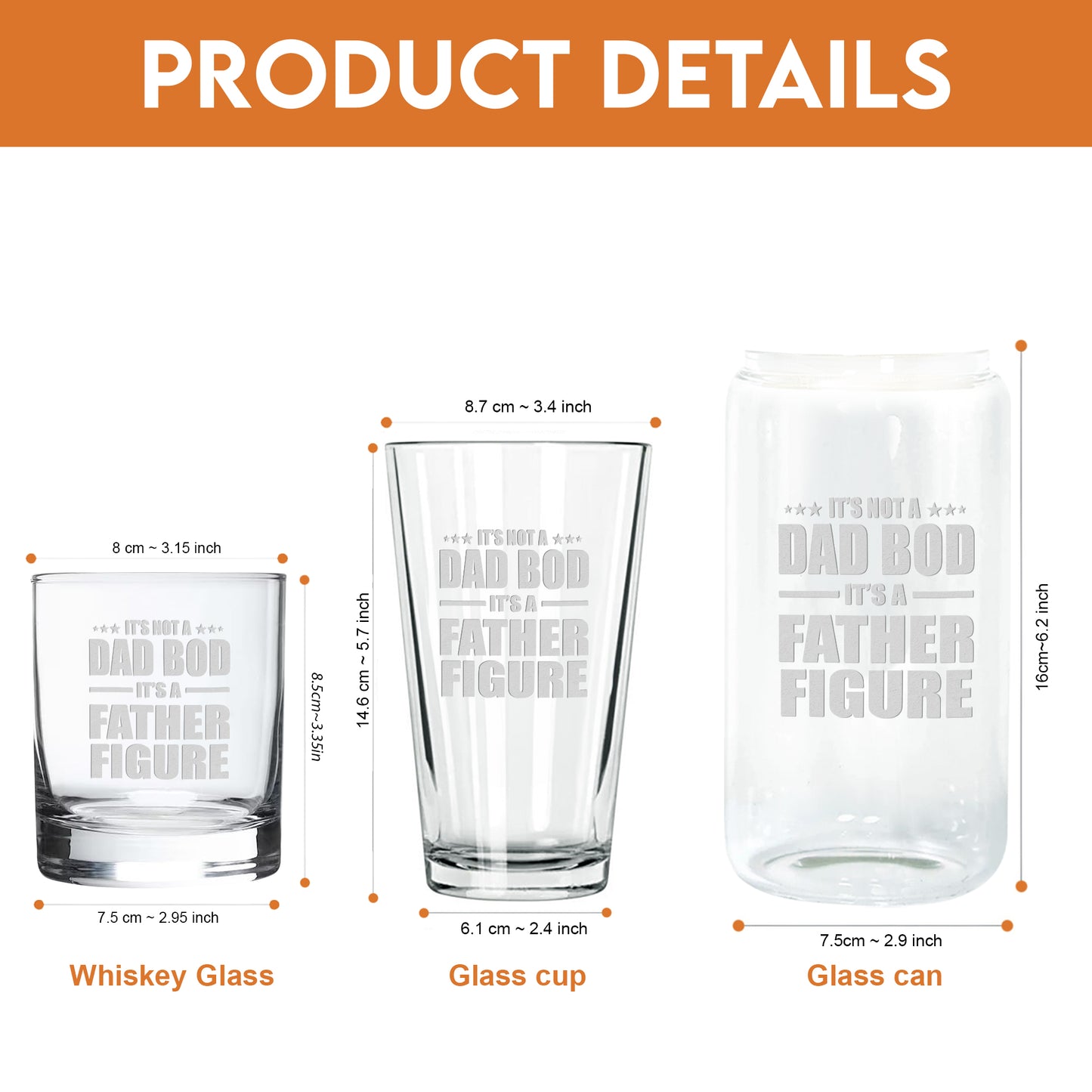 Petthouse | Best Dad, It's Not A Dad Bod It's A Father Figure Whiskey Glass, Gift For Dad