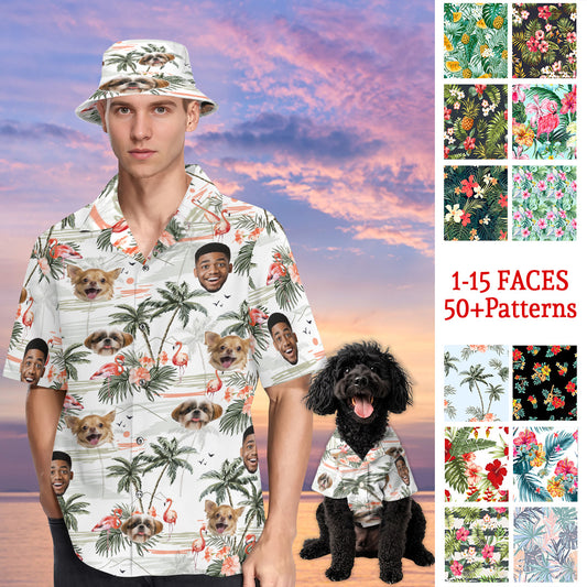 Petthouse | Custom Hawaiian Shirt With Face For Men, Funny Tropical Floral Summer Button Down