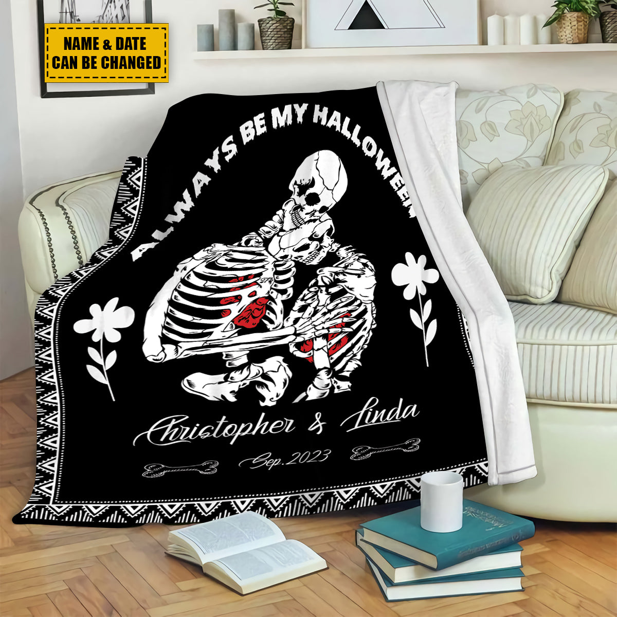 Petthouse | Boyfriend Gifts Gothic Skeleton Blanket Personalized Christmas Couple Gifts For Him Valentine Day