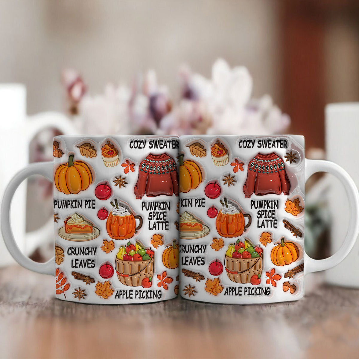 Petthouse | Pumpkin Spice Latter Mug, Fall Season 3d Inflated Effect Mug, Fall Vibes Mug Gifts For Mom