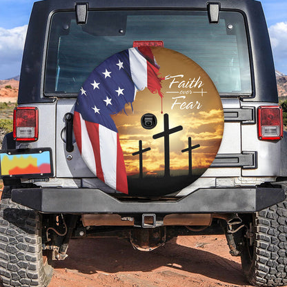 Petthouse | Jesus Usa Flag Print Spare Tire Cover Christian Religious Verse Faith Over Fear