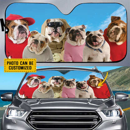 Petthouse | A Bunch Of English Bulldog Windshield Sun Shade Customized Photos Car Shade Dog Driving