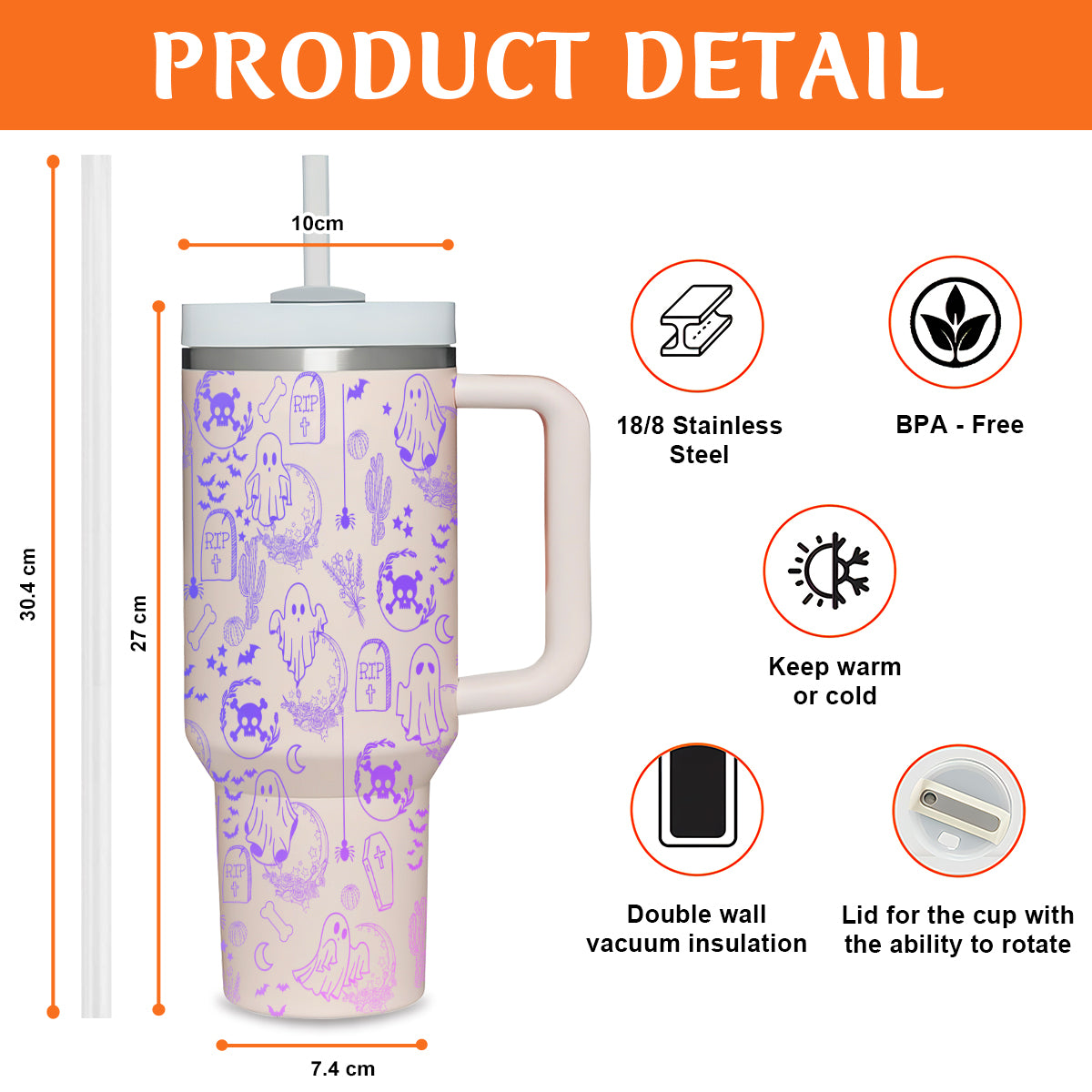 Petthouse | Halloween Doodles 40oz Tumbler, Ghost Tumbler, Viral Halloween Tumbler, Spooky Vibes