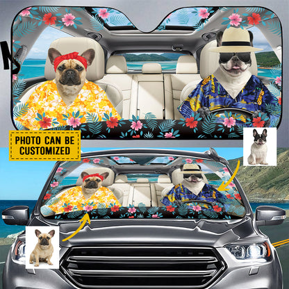 Petthouse | Customized Photo Dog Sunshade French Bulldog Hawaii Windshield Sun Shade Summer Sun Visor