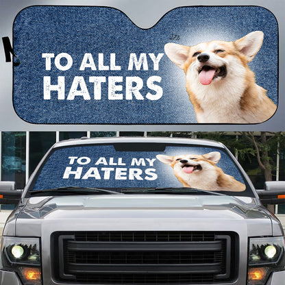 Petthouse | Dog Sun Shade For Car Window Corgi To All My Haters Car Sun Shade Windshield Windshield Cover