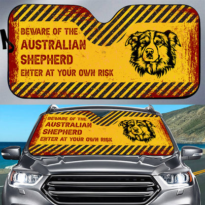 Petthouse | Dog Sunshade Australian Shepherd Beware Of Dog Car Sunshade    Sun Visor For Car Windshield