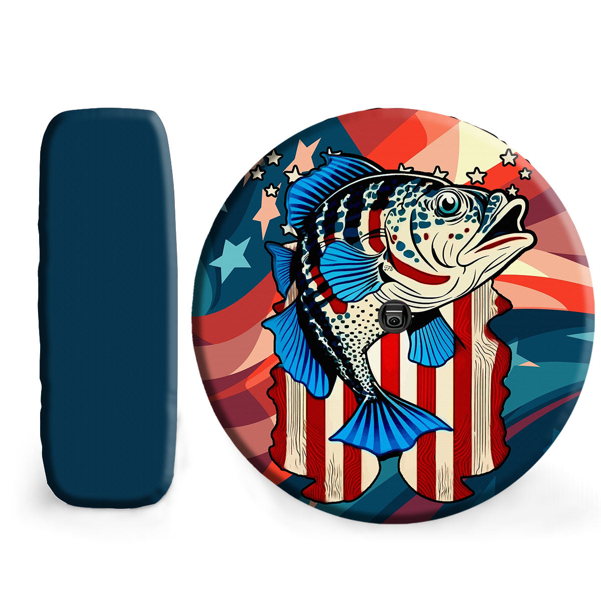 Petthouse | Customized Name Large Mouth Bass Fishing Usa Flag Spare Tire Cover Patriotic Fish Tire Protector Car