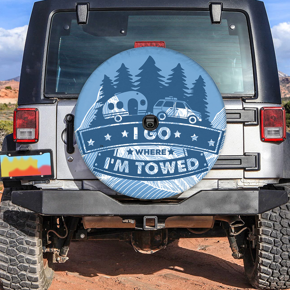 Petthouse | Camping Spare Tire Cover I Go Where I Towed Spare Tire Cover Waterproof Wheel Tire Cover Camper Accessories