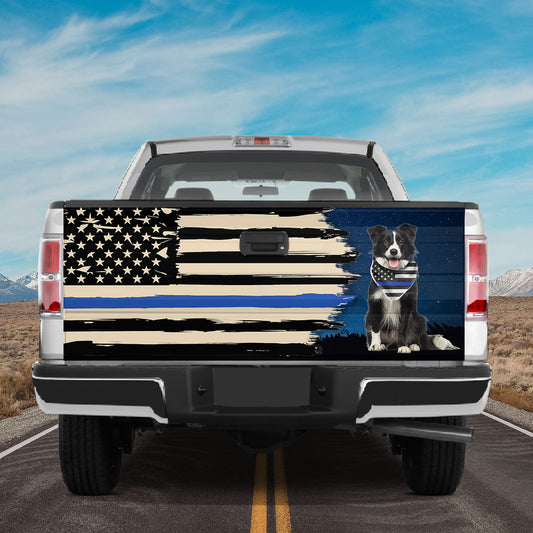 Petthouse | Tailgate Wrap Police Border Collie The Thin Blue Line Tailgate Wrap For Truck Tailgate