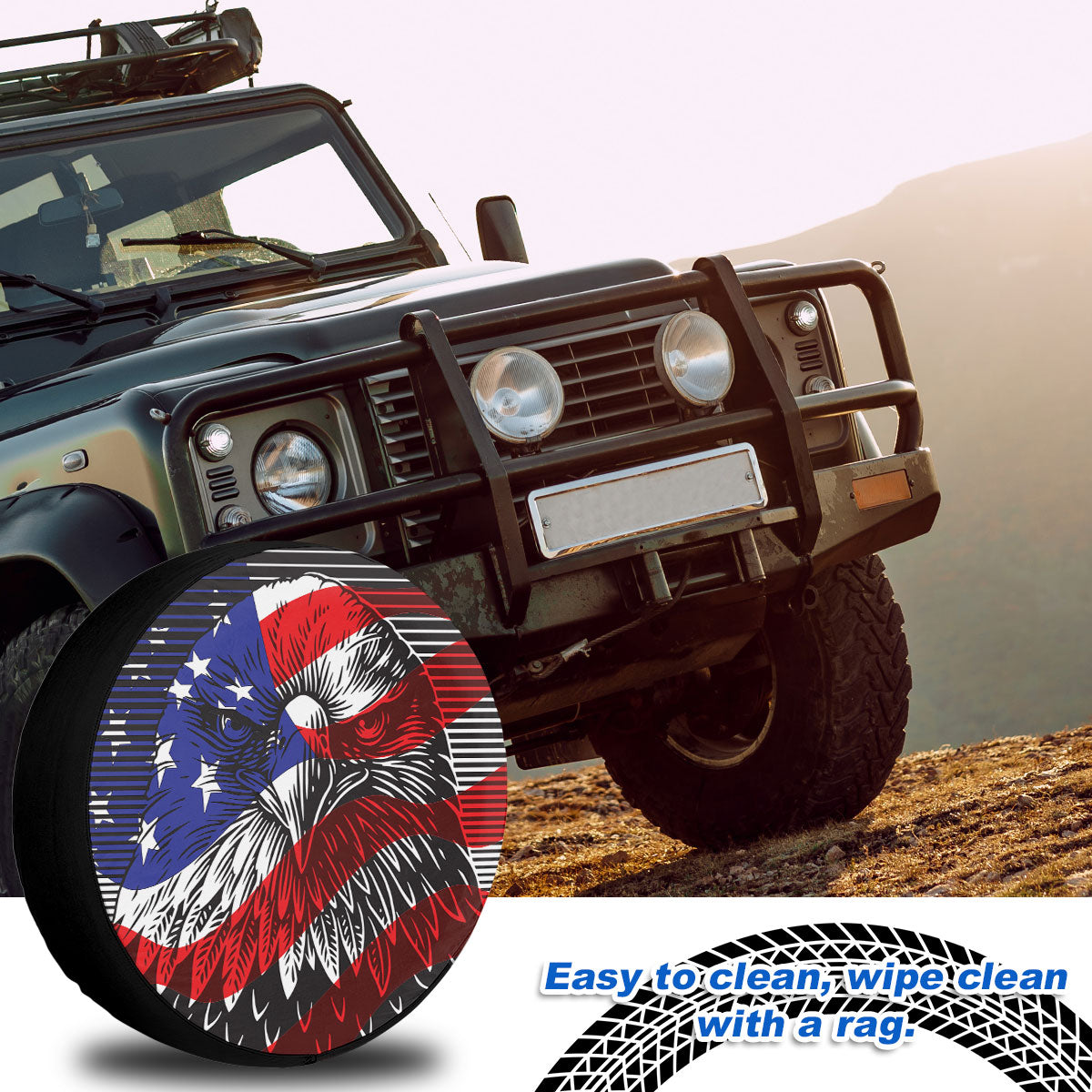 Petthouse | Eagle Head Spare Tire Cover American Flag Tire Cover Patriotic Wheel Cover Car Accessories