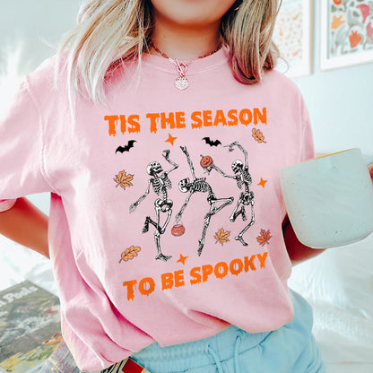 Petthouse | Dancing Skeleton Pumpkin It Shirt, Spooky Season Skeleton Shirt, Spooky Vibes Halloween