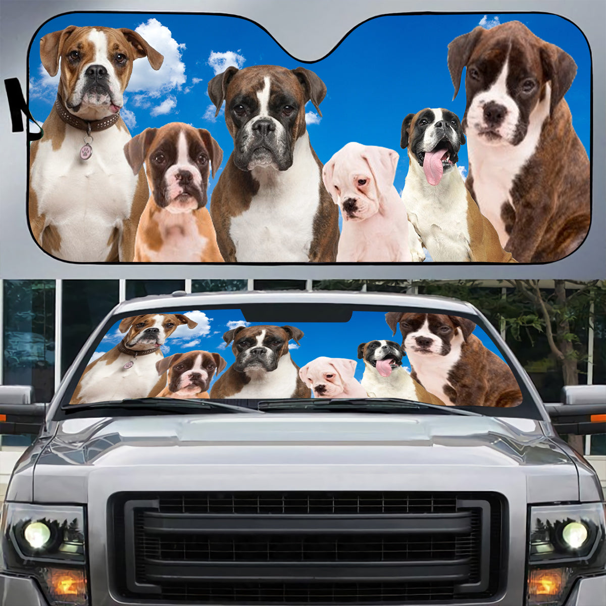 Petthouse | Boxer Dog Windshield Sunshade Love Dog Pet Car Sunshade Car Decor Christmas Gift Birthday Gift