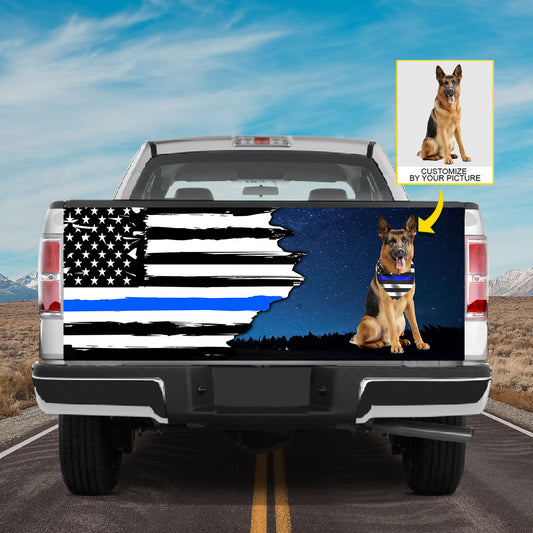 Petthouse | Tailgate Wrap Police German Shepherd The Thin Blue Line Tailgate Wrap American Flag Tailgate Wrap