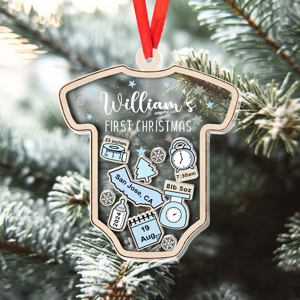 Petthouse | Personalized Baby's First Christmas Ornament 2024, 1st  Baby Christmas, 4d Baby Shaker Ornament