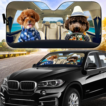 Petthouse | Poodle Dog Summer Cloth Windshield Sun Shade Dog Beach Driving Front Window Sun Visor Summer Vibe