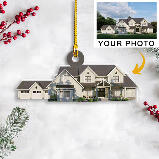 Petthouse | Custom House Photo Christmas Ornament, House Ornament Christmas, House 2025 Xmas Gift For Family