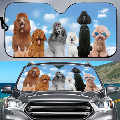 Petthouse | Poodle Dog Under Blue Sky Car Sunshade Truck Windshield Sun Shade Dog Sunshade