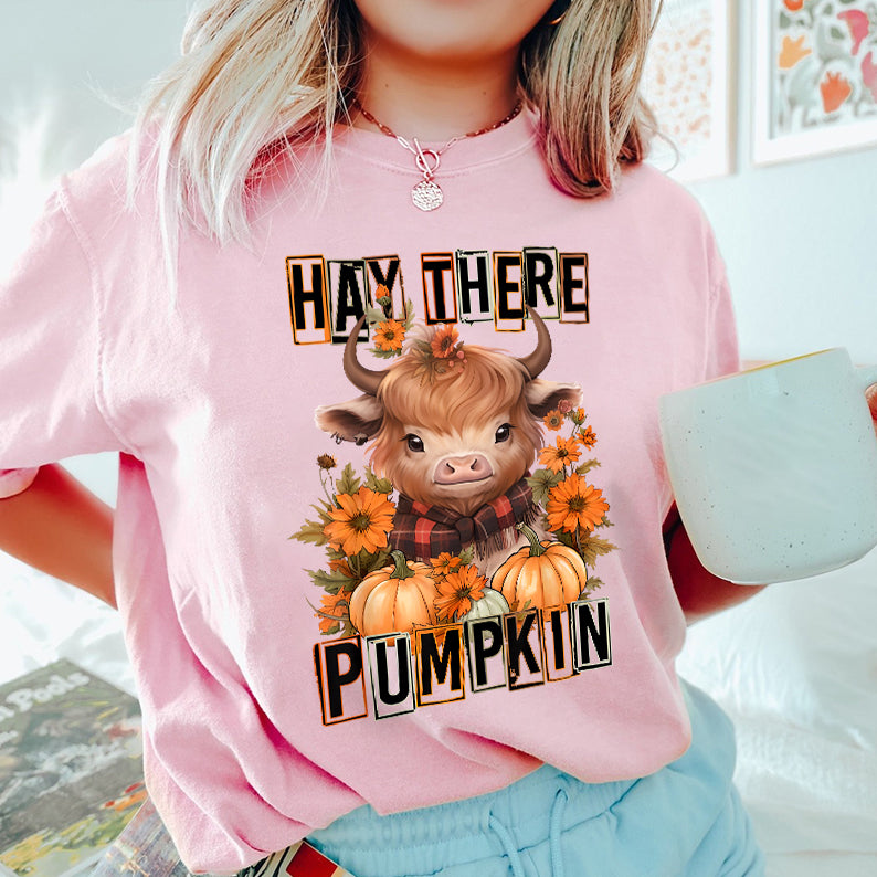 Petthouse | Hay There Pumpkin Cow Shirt, Autumn Fall Thanksgiving, Housewarming Gift, Spooky Vibes