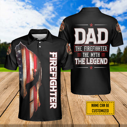 Petthouse | Customized Name Firefighter Dad Polo Shirt Us Dad The Firefighter Myth Legend Sport Shirt Dad Gift