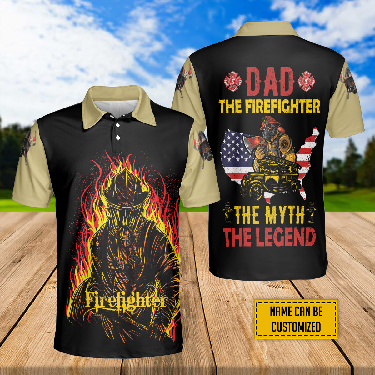 Petthouse | Customized Nam Dad The Firefighter American Polo Shirt Fireman Sport Shirt Father's Day Gift