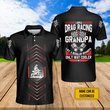 Petthouse | Customized Name Drag Racing Grandpa Polo Shirt Happy Father's Day Gift For Grandpa