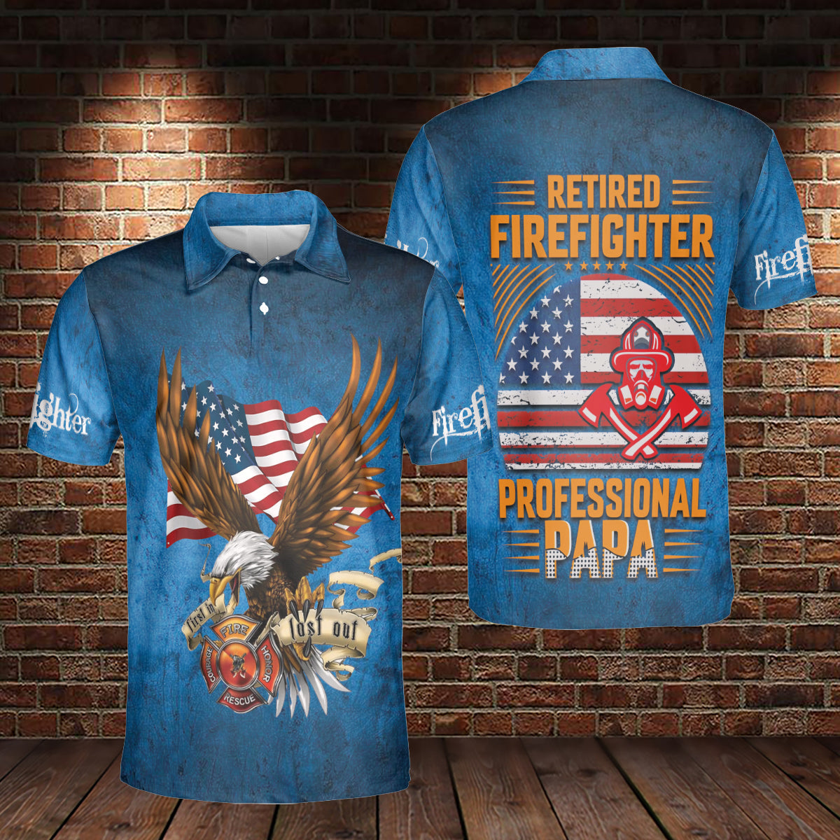 Petthouse | Retired Firefighter Professional Papa Polo Shirt Fireman Dad Sport Shirt Father's Day Gift