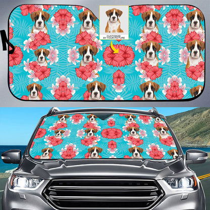 Petthouse | Dog Sunshade Custom Photo Sun Shade Boxer Hawaii Pattern Car Sun Shade Windshield Sun Visor