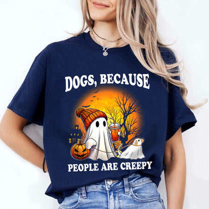 Petthouse | Сute Ghost Dog Walking, Dogs Because People Are Creepy, Halloween Dog Shirt, Spooky Season Gift