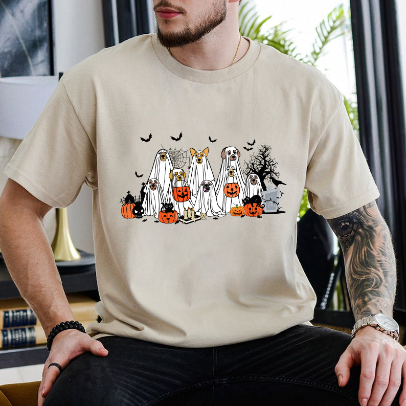 Petthouse | Halloween Ghost Dog Shirt, Happy Halloween Spooky Season Shirt, Dog Ghost Boo Crew Shirt