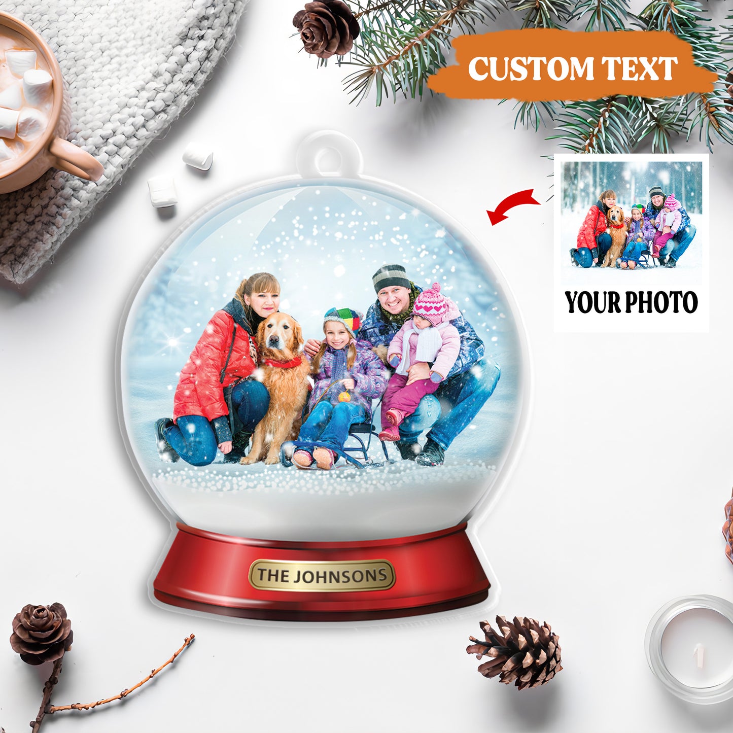 Petthouse | Personalized Family And Pet Ornament, Custom Family And Pet Photo, Christmas Customized Ornament