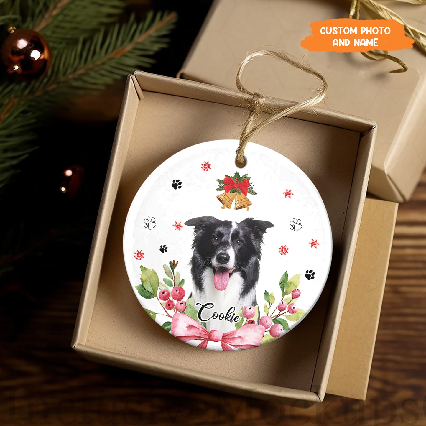 Petthouse | Personalized Pet Ornament, Dog Christmas Ornament, Pet Portrait Name Gift, Gift For Dog Mom