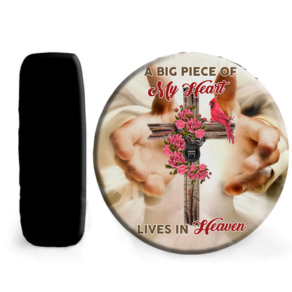 Petthouse | Jesus Blessing Cardinal Christian Cross Floral A Big Piece Of My Heart Lives In Heave Spare Tire Cover