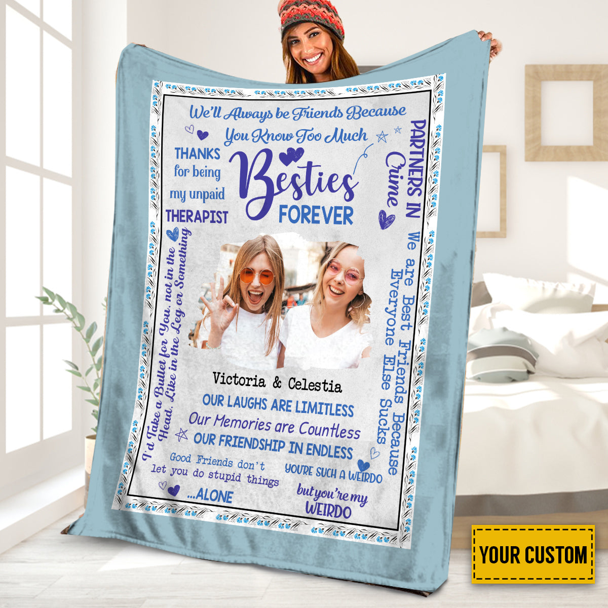 Petthouse | Personalized Besties Forever Fleece Blanket, To My Best Friends Travel Blanket, Our Friendship In Endless