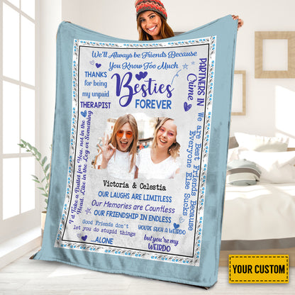 Petthouse | Personalized Besties Forever Fleece Blanket, To My Best Friends Travel Blanket, Our Friendship In Endless