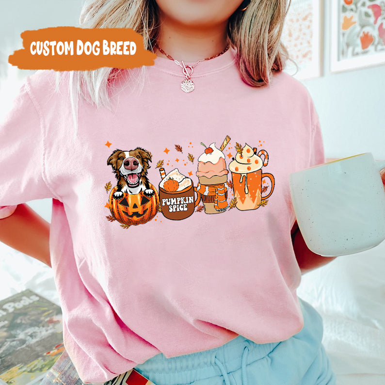 Petthouse | Custom Border Collie Dog Halloween Shirt, Dog Fall Shirt, Pumpkin Spice Latte Coffee Shirt