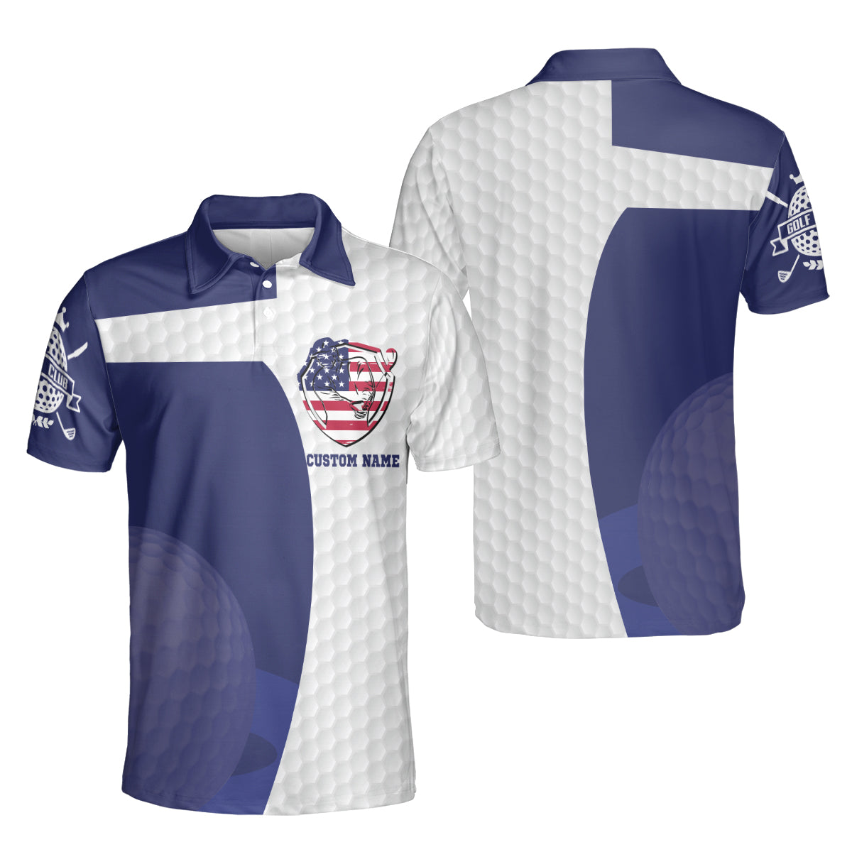 Petthouse | American Flag Patriotic Golf Shirts Golf Club Polo Style Shirt Independence Day Golf Polo Shirt