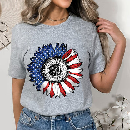 Petthouse | America Sunflower Shirt, Usa Flag Flower 4th Of July Flag Graphic Shirt