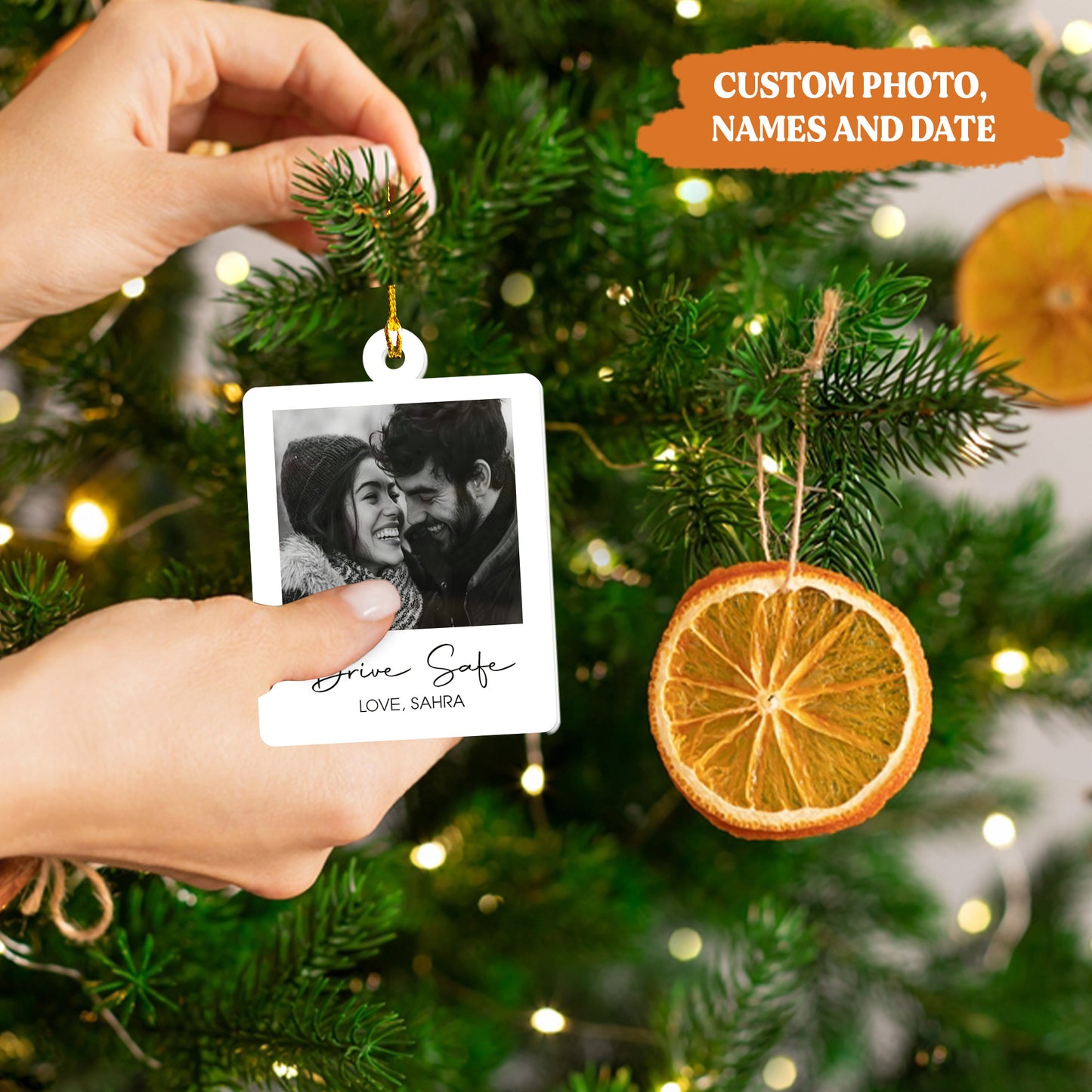 Petthouse | Custom Photo Ornament Hanging, Drive Safe, Friendship Best Friends Ornament, Christmas Gift