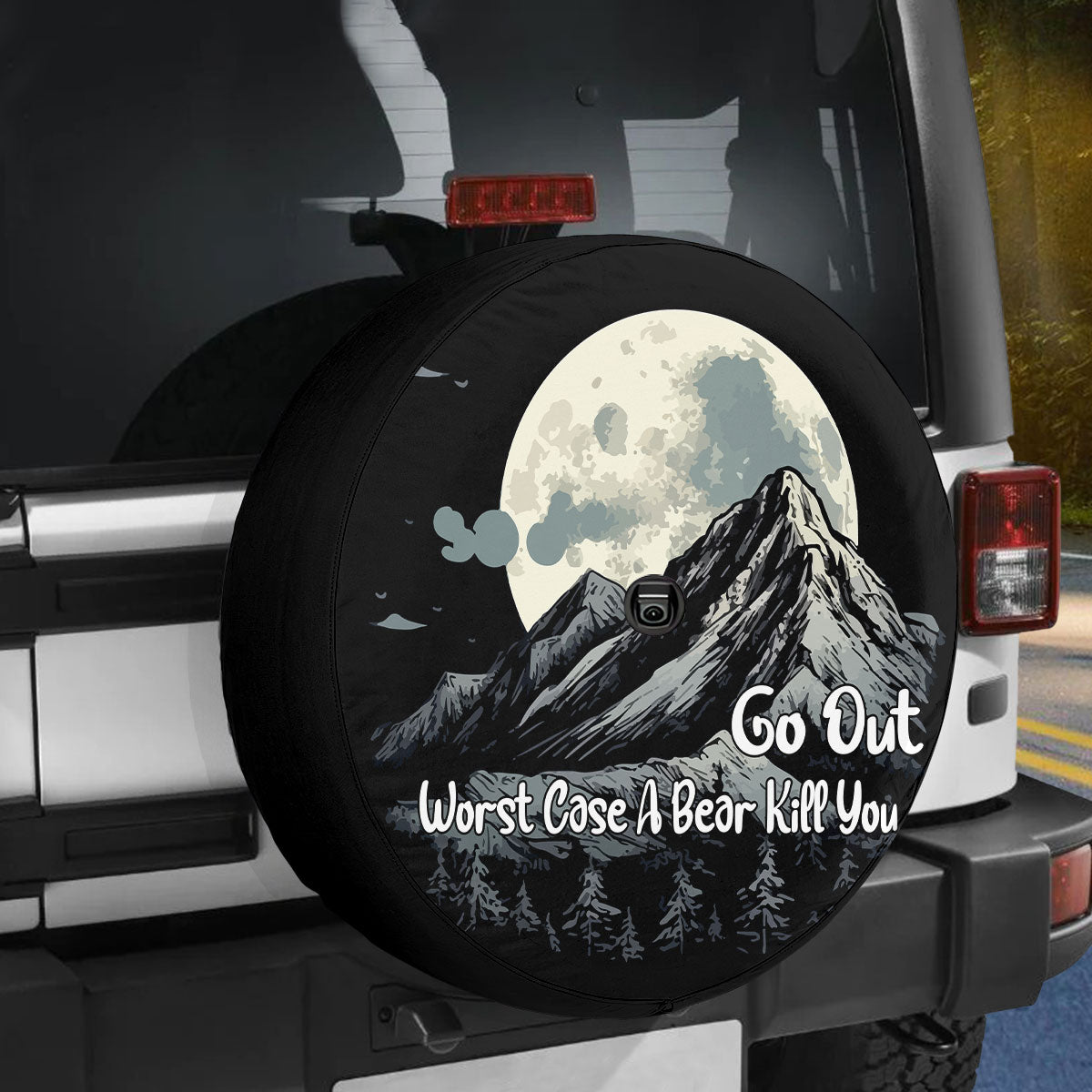 Petthouse | Mountain Moon Night Landscape Funny Quote Spare Tire Cover Car Accessory Truck Decoration Truck Cover