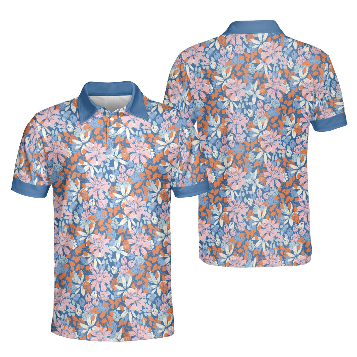 Petthouse | Customized Name Floral Seamless Tropical Pattern Polo Shirt Flower Floral Plants Sport Shirt Gift For Daddy