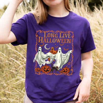 Petthouse | Long Live Halloween Shirt, Spooky Season Tee Pumpkin, Retro Halloween, Ghost Spooky Vibes