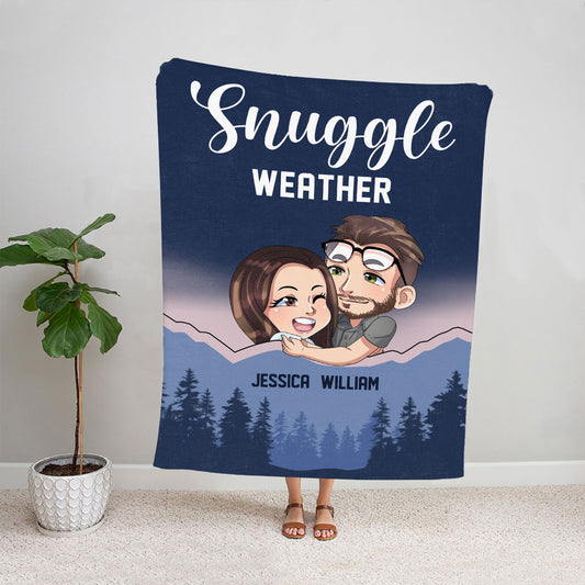 Petthouse | Personalized Snuggle Weather Cozy Blanket For Couples, First Holiday Together Blanket For Boyfriend