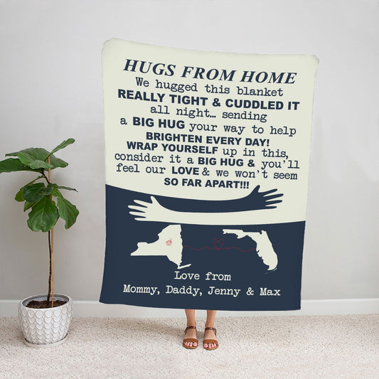 Petthouse | Customized Cozy Blanket From Beloved Family, Hugs From Home Fleece Blanket To Faraway Daughter