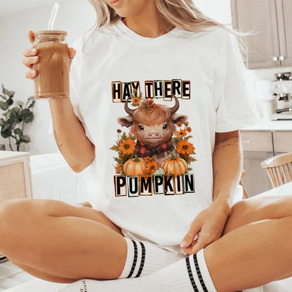 Petthouse | Hay There Pumpkin Cow Shirt, Autumn Fall Thanksgiving, Housewarming Gift, Spooky Vibes