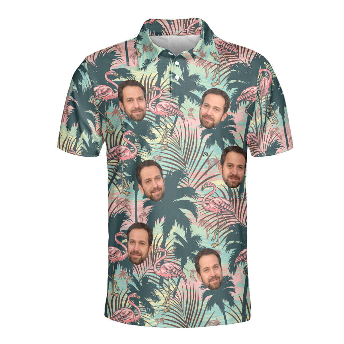 Petthouse | Customized Image Flamingo With Tropical Leaves And Plants Golf Polo Shirt Dad Gift