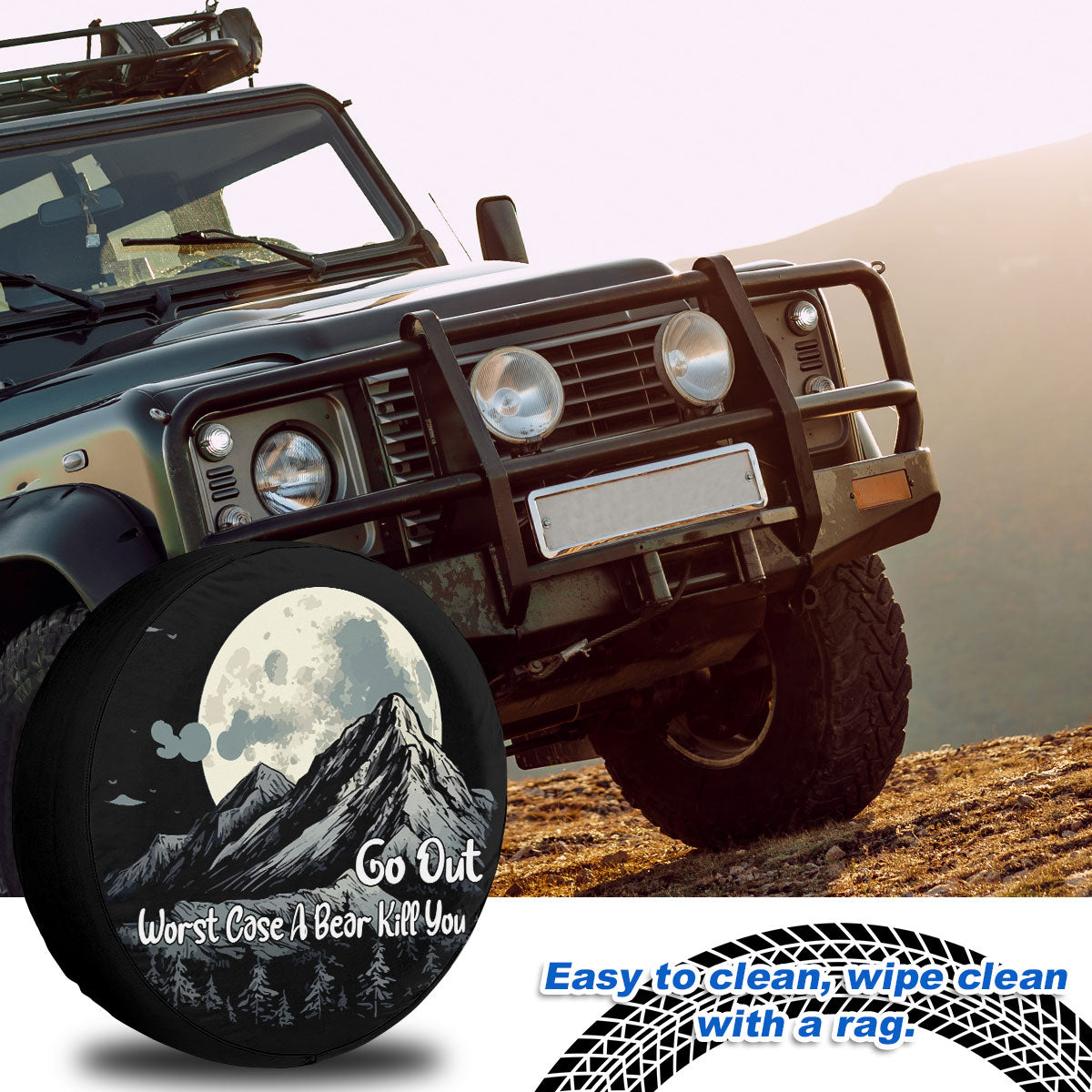 Petthouse | Mountain Moon Night Landscape Funny Quote Spare Tire Cover Car Accessory Truck Decoration Truck Cover