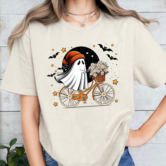 Petthouse | Halloween Cute Ghost Shirt, Ghost Riding Bike Shirt, Cycopath Ghost Halloween, Spooky Season