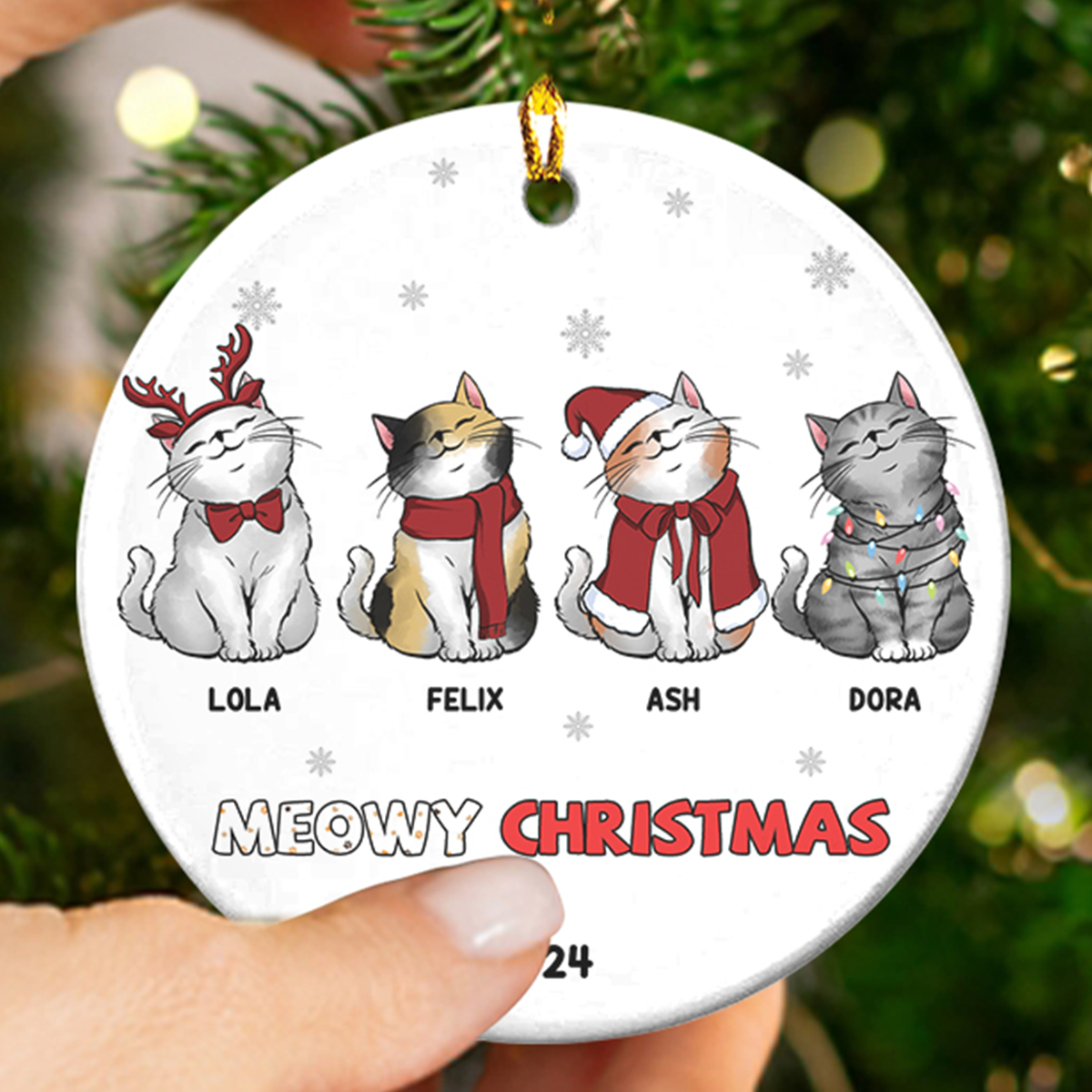 Petthouse | Custom Meowy Christmas Ornament, Pet Loss Memorial Gift, Xmas Gift, Meow Catmas, Christmas Gift