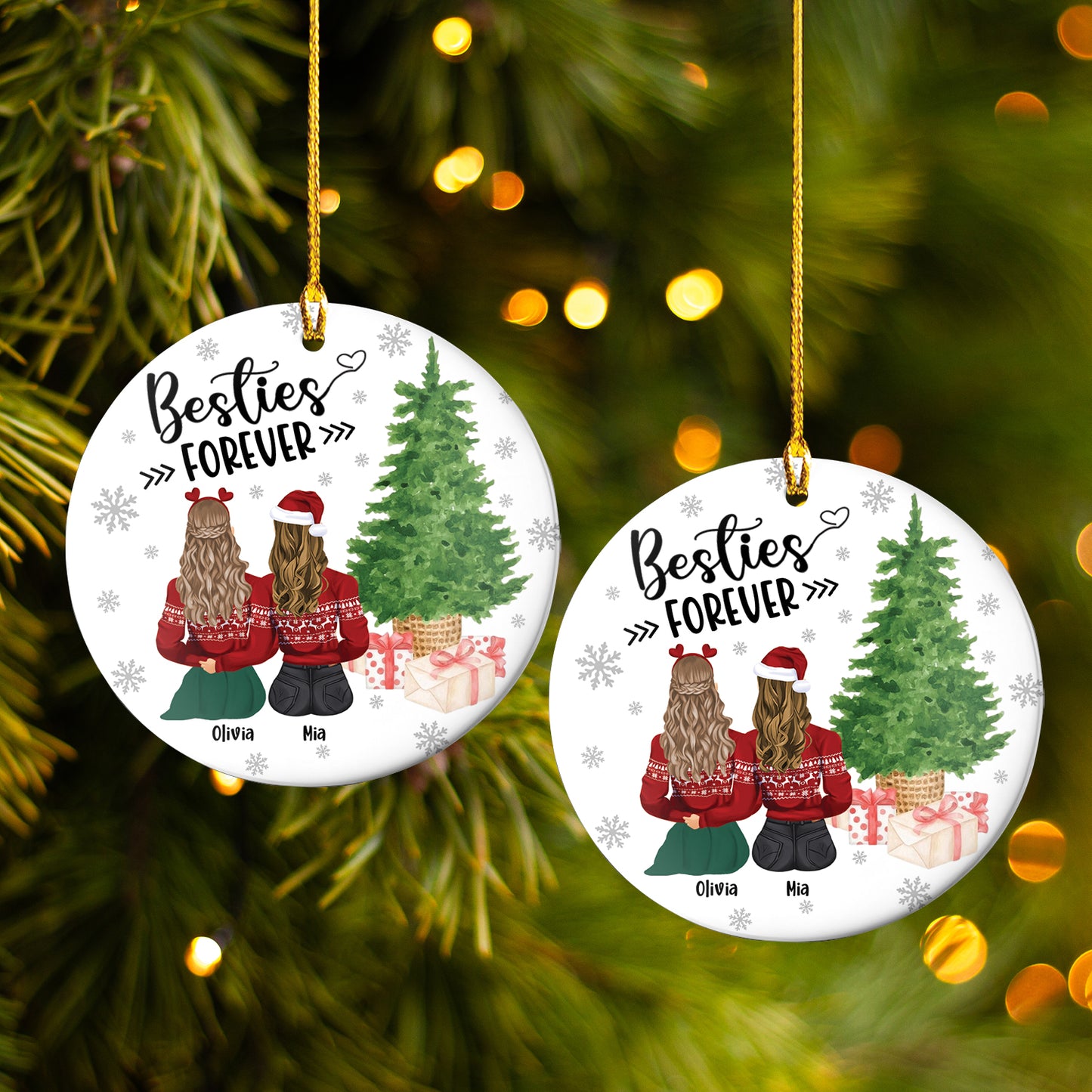 Petthouse | Custom Besties Forever Ornament, Best Friend Ornament, Best Friend Gifts, Besties Keepsakes